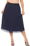 Pleated Chiffon Midi Skirt - Assorted Colours