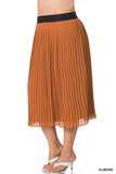 Pleated Chiffon Midi Skirt - Assorted Colours