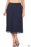 Pleated Chiffon Midi Skirt - Assorted Colours