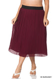 Pleated Chiffon Midi Skirt - Assorted Colours