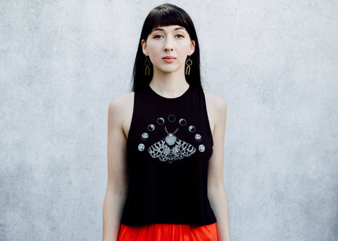 Moon Moth Cropped Muscle Tank