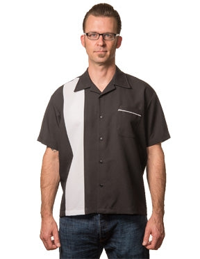 Black & White Poplin Single Panel Bowling Shirt