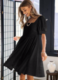Eyelet Baby Doll Dress with Open Back Detail