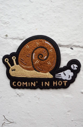 "Comin' in Hot" Snail Sticker Patch