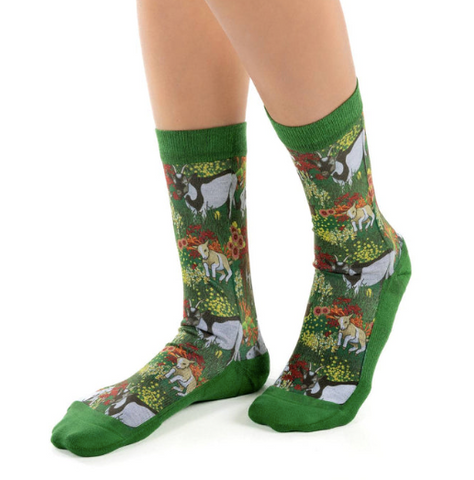 Floral Goat Active Fit Socks - Women's Sizing