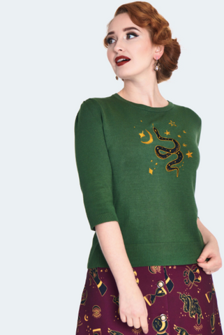 Embroidered Serpent Half Sleeve Sweater