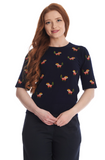 Holiday Foxes Over-All Embroidered Sweater
