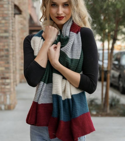 Ribbed Colour Block Scarf