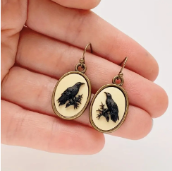 Crow Cameo Earrings