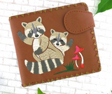 Raccoon Embroidered Vegan Leather Medium Wallet