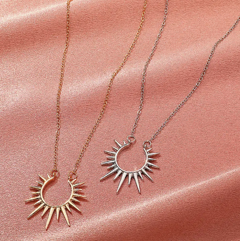 Sun Pendant Necklace - Silver or Gold Finish