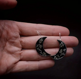 Crescent Moon with Dried Flower Earrings