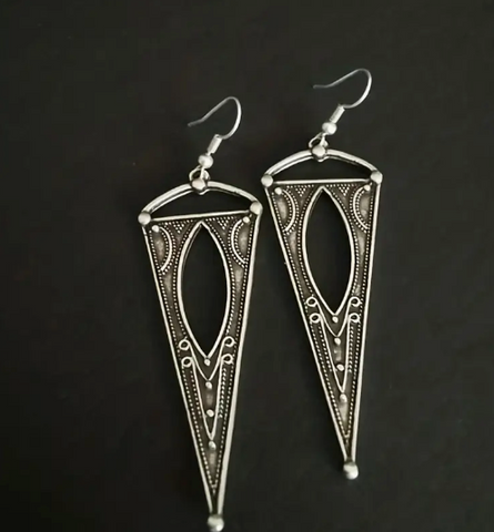 Vintage Ornate Triangle Charm Earrings