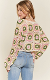 Beige Crochet Cropped Sweater