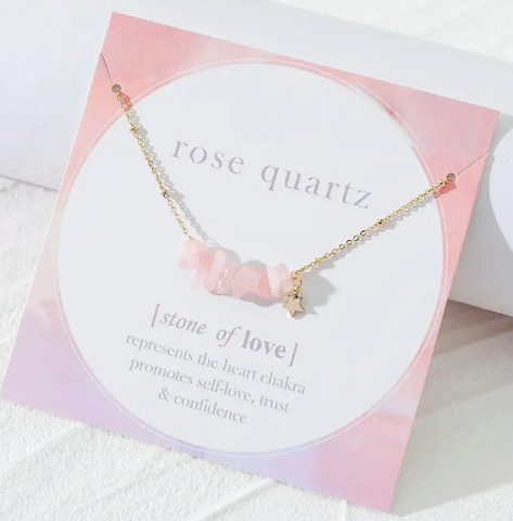 Natural Stone Necklace - Rose Quartz
