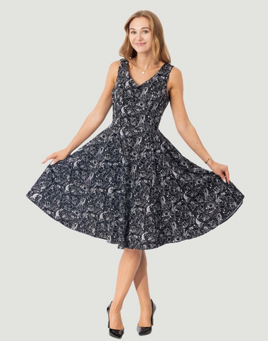Zodiac Print Fit & Flare Dress
