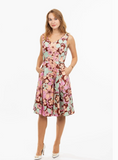 Pink & Mint Green Bold Floral Print Fit & Flare Dress