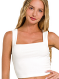 Square Neck Cropped Tank Top - Assorted Colours