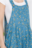 Floral Print Short Overalls - Blue