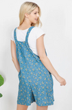 Floral Print Short Overalls - Blue