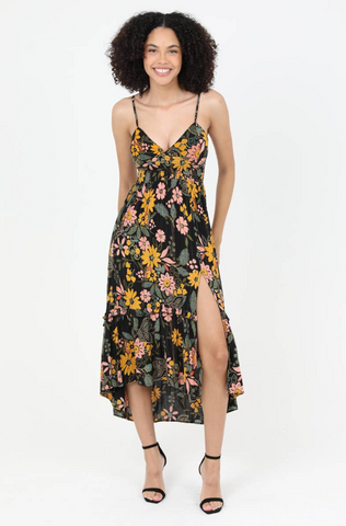 Floral Midi Dress with Side Slit