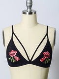 Rose Embroidery Patch Strap Bralette