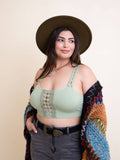 Boho Eye Lace Applique Bralette - Sage