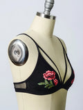 Rose Embroidery Patch Strap Bralette