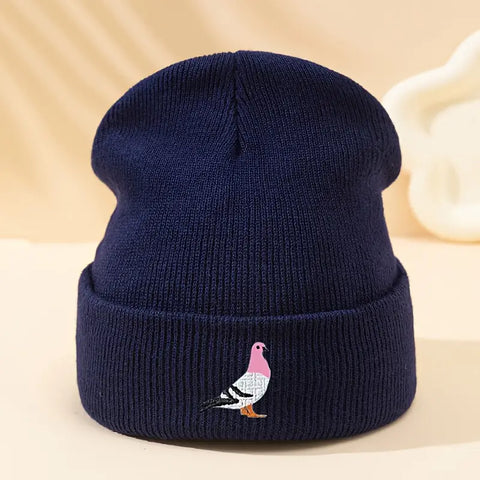 Embroidered Pigeon Beanie