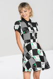 "Annie" Black & White Checkered Spider Dress