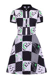 "Annie" Black & White Checkered Spider Dress