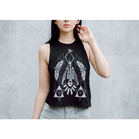 Bat Skeleton Cropped Muscle Tank