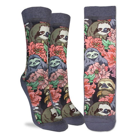 Floral Sloth Active Fit Socks - Women's Sizing