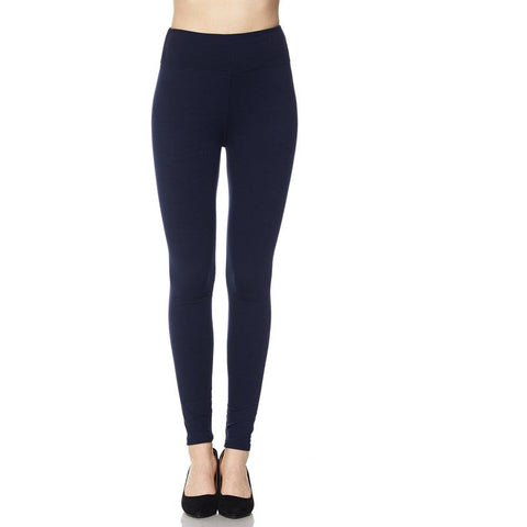 Solid Navy Leggings with Wide Waist Band