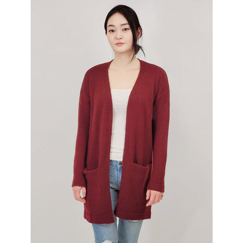 Open Front Mid-Length Cardigan with Pockets