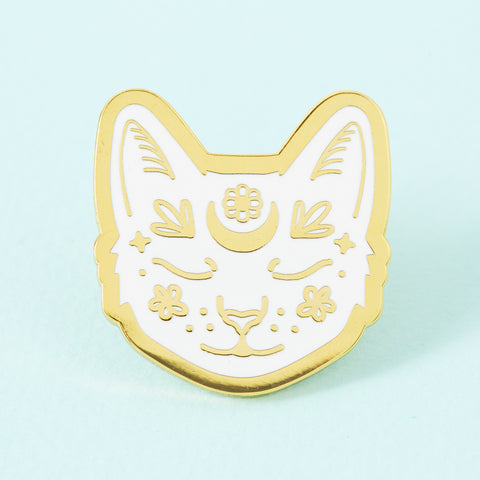 Crescent Moon Cat Enamel Pin