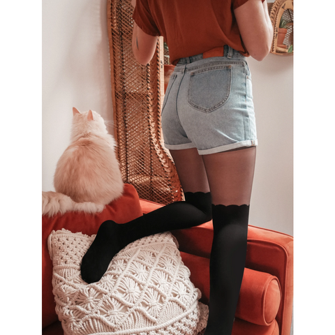 Over-The-Knee Scallop Tights