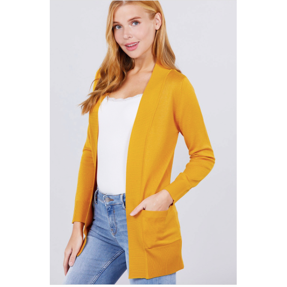 Mustard open front clearance cardigan