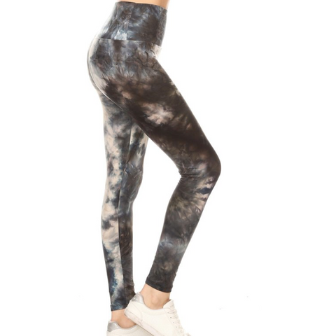 Black & Blue Tie Dye Leggings