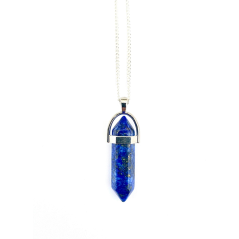 Lapis Lazuli Long Chain Crystal Charm Necklace
