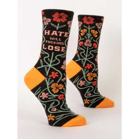 Hate Will Fucking Lose Womens Crew Length Socks