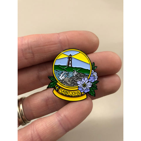 Saint John Snow Globe Enamel Pin