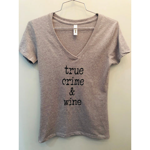 True Crime & Wine V Neck Tee