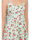 Mint Strawberry Print Cami Dress