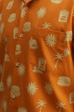 Men's Hamburger Printed Woven Fun Print Short Sleeve Cotton Shirt