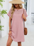 Yoke Loose  Crew Neck T-Shirt Dress