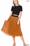 Pleated Chiffon Midi Skirt - Assorted Colours