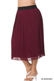 Pleated Chiffon Midi Skirt - Assorted Colours