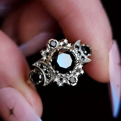 Triple Moon Faux Gemstone Rings