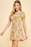 Retro Daisy Mini Dress with Cut Out Back